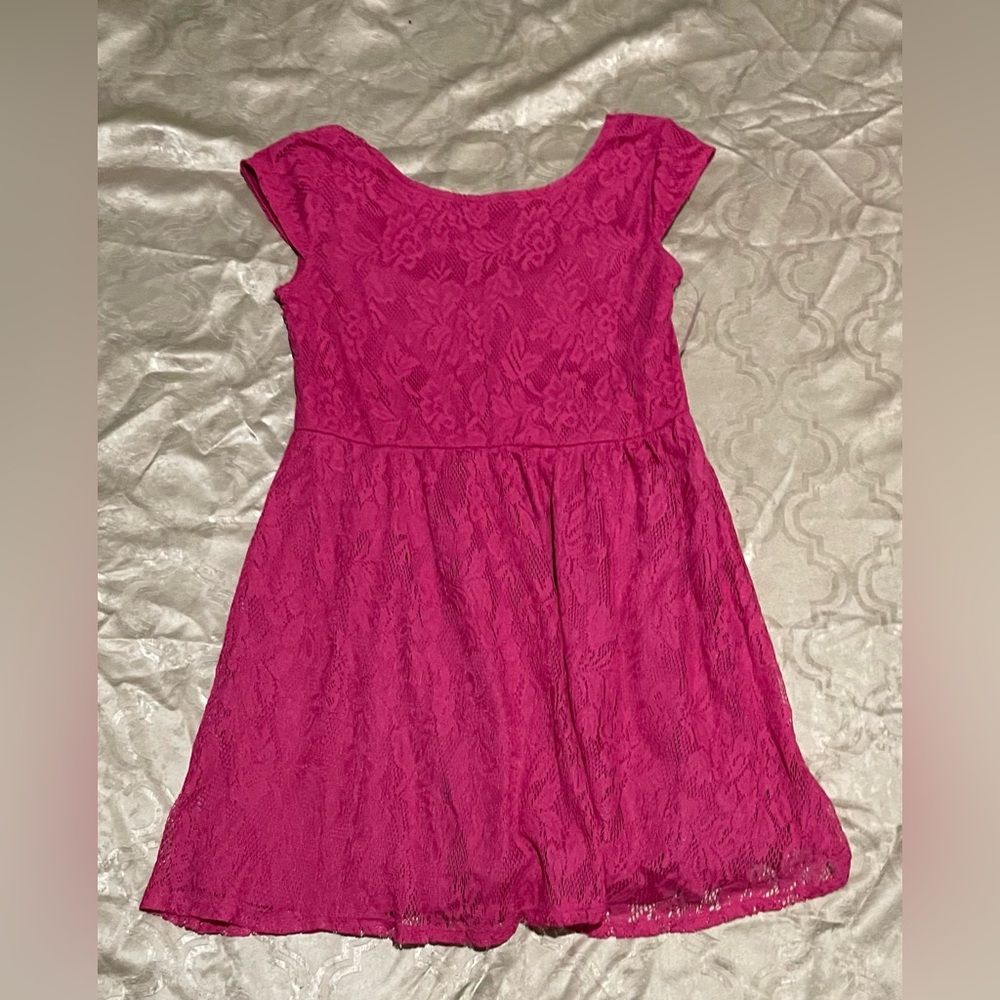NWT Dolled Up Fuchsia Lace Kids Dress